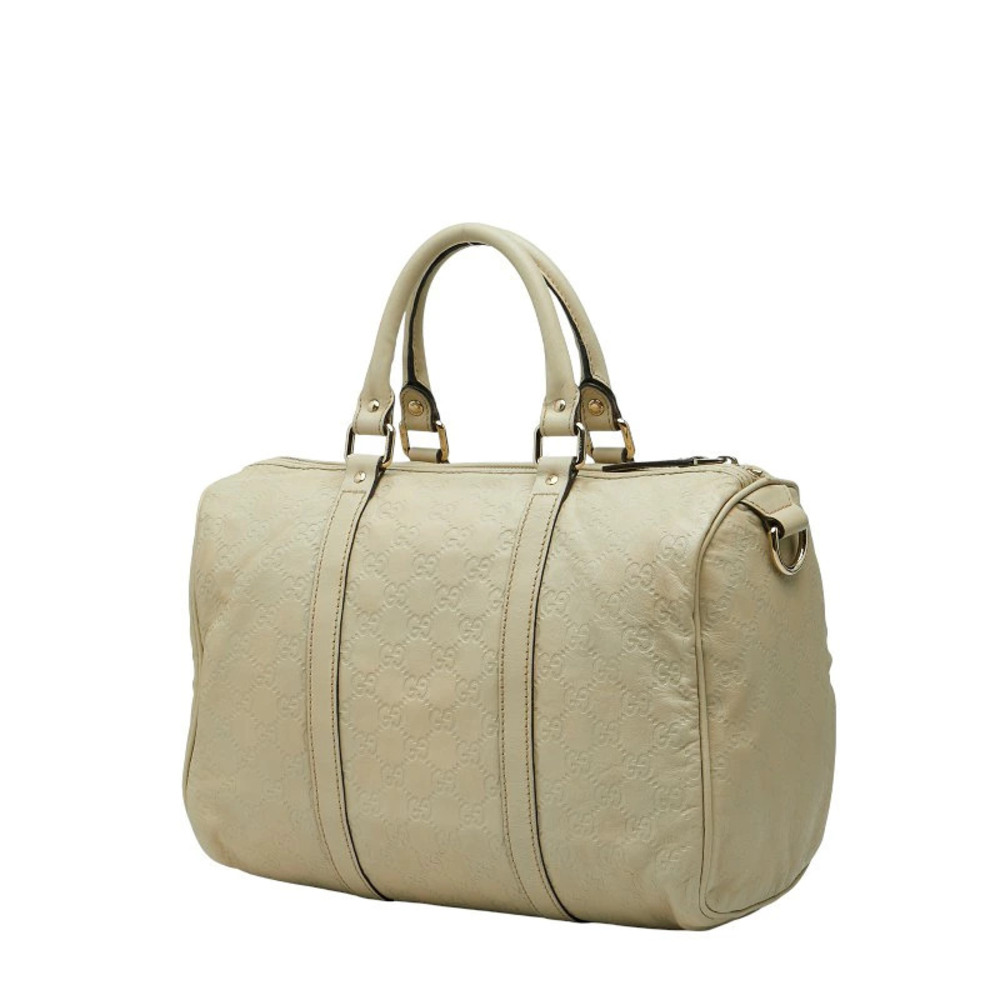 Gucci ssima Handbag White Leather Boston White